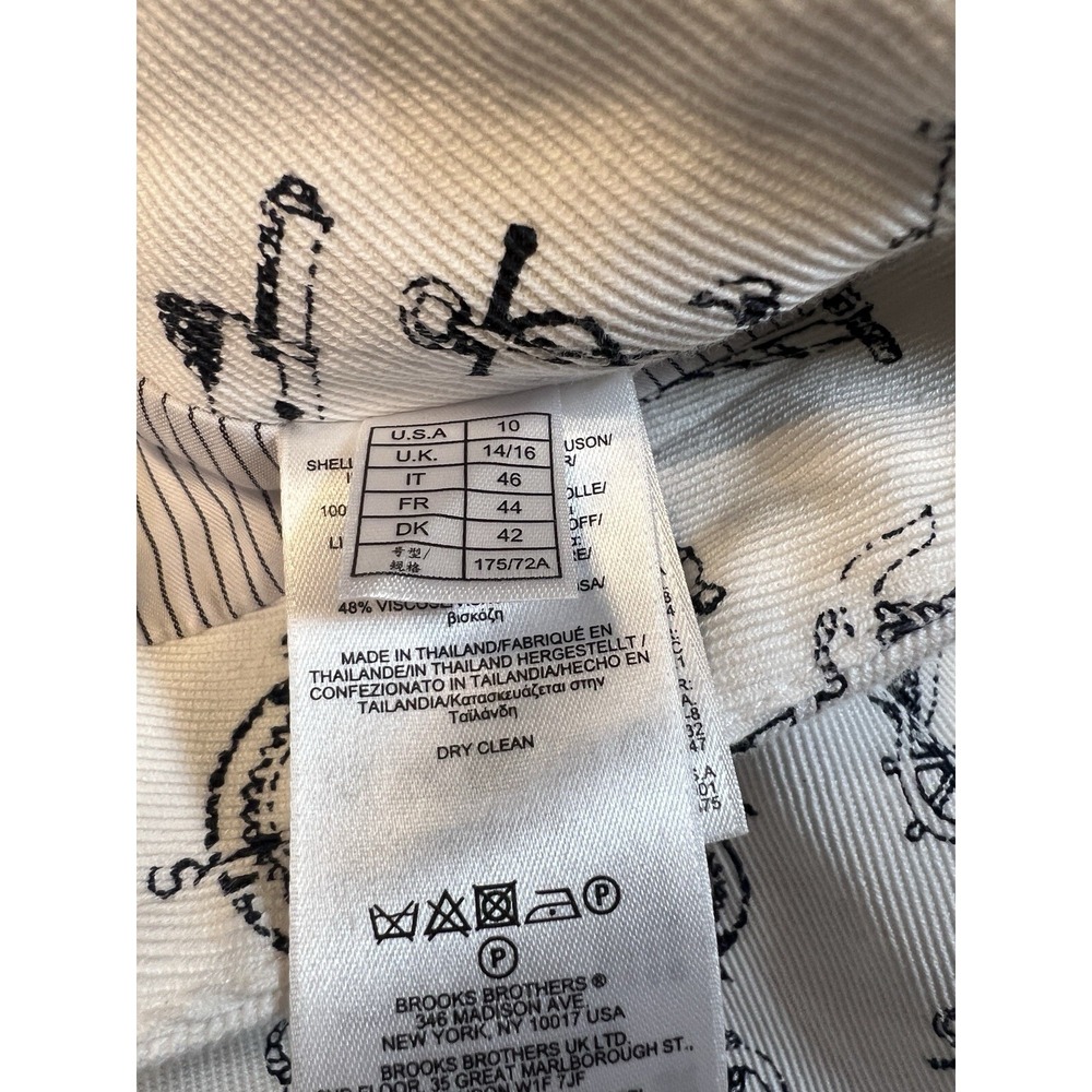 Brooks Brothers Skirt 10 White Black Nautical Wool Coastal Academia Nantucket - Picture 6 of 7